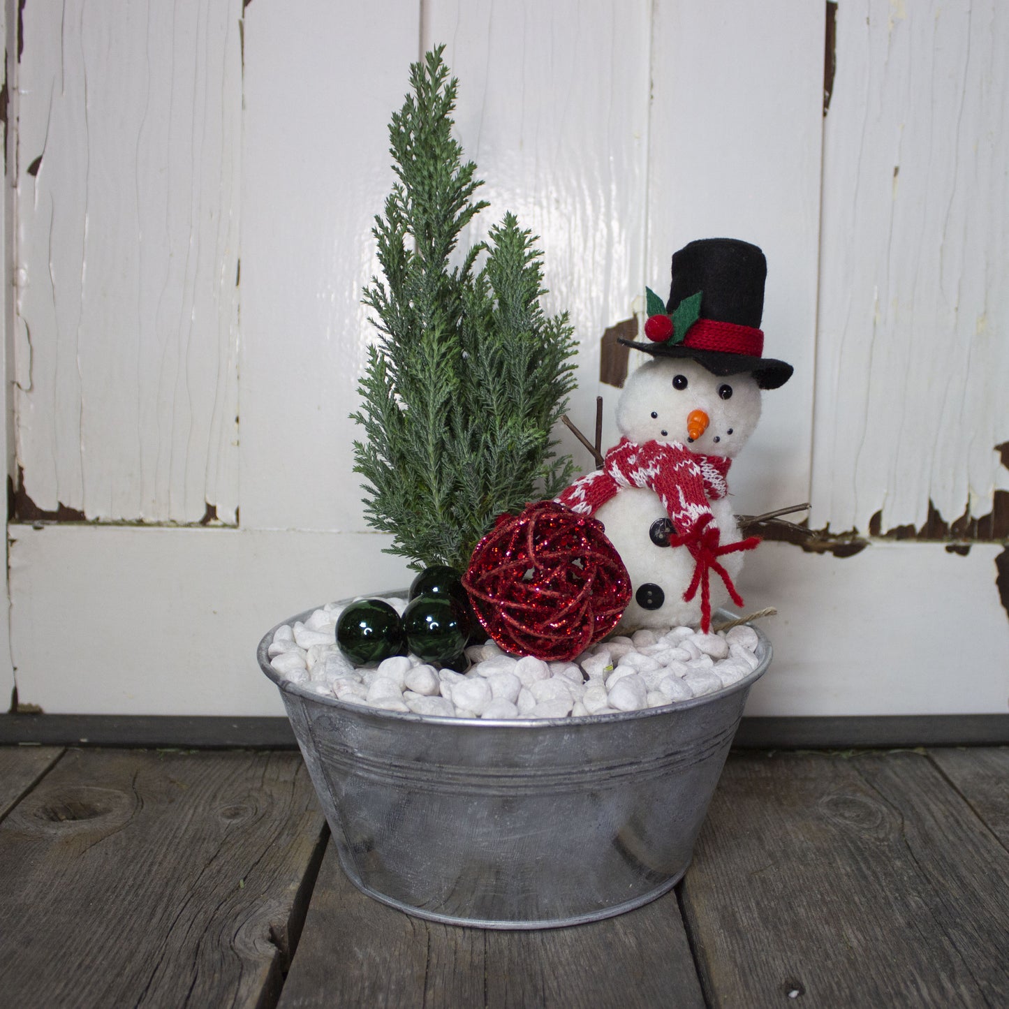 Cypress Tree with Snowman - Fernwood & Co