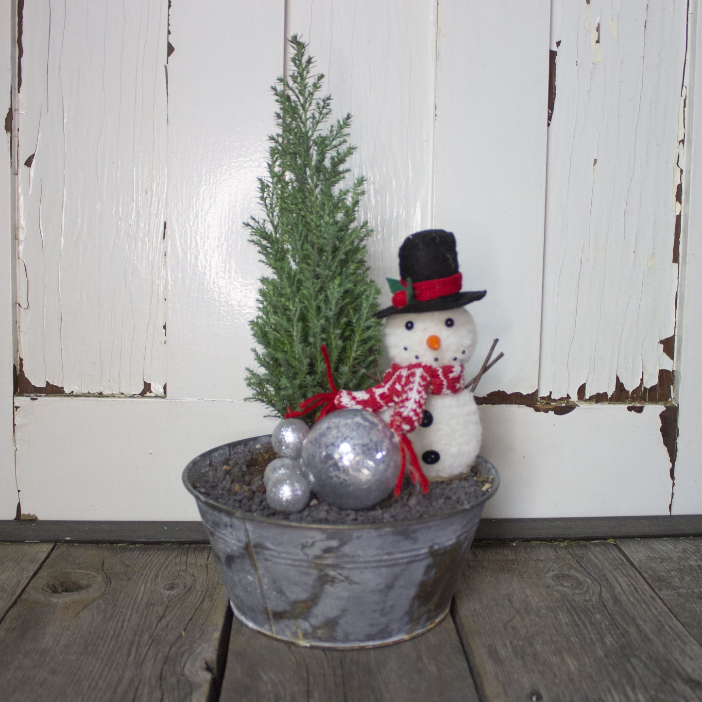 Cypress Tree with Snowman - Fernwood & Co