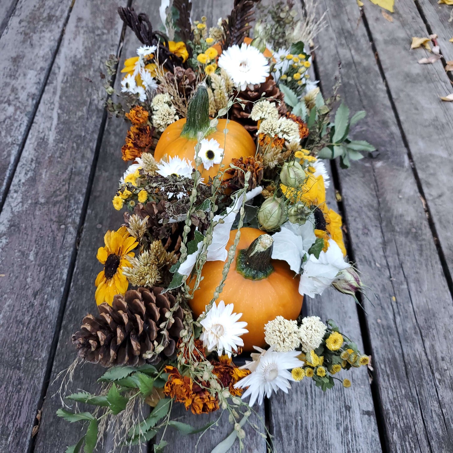 Dried Flower and Pumpkin Centerpiece - Fernwood & Co