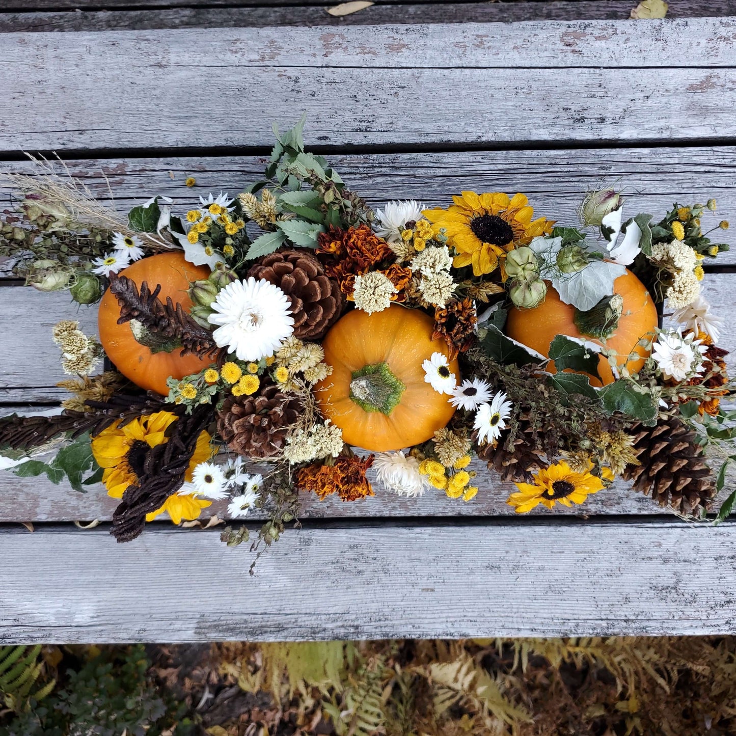 Dried Flower and Pumpkin Centerpiece - Fernwood & Co