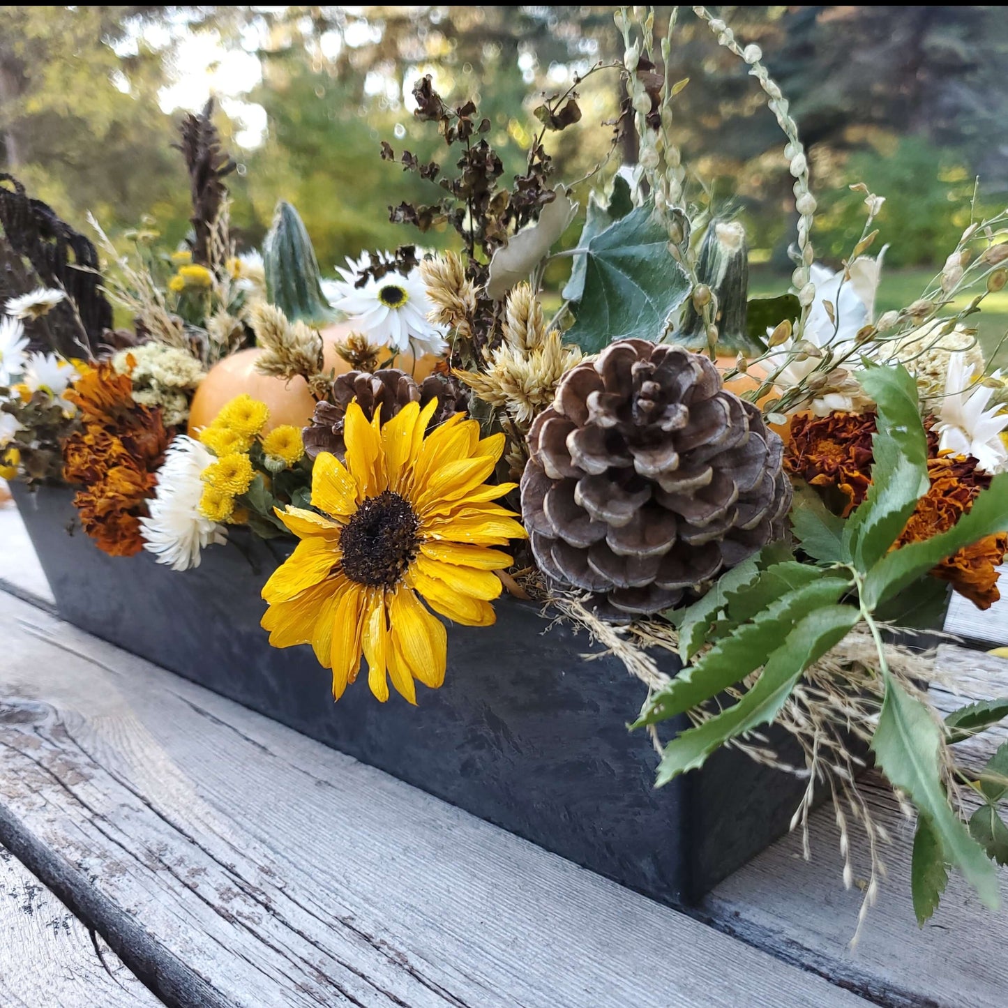 Dried Flower and Pumpkin Centerpiece - Fernwood & Co