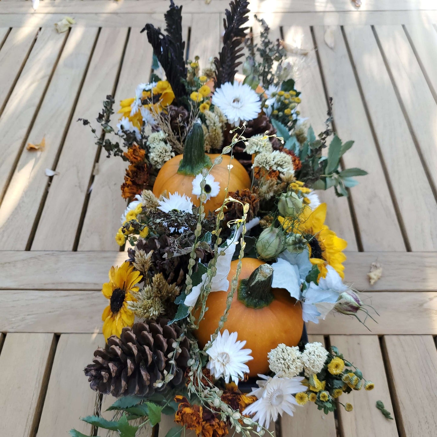 Dried Flower and Pumpkin Centerpiece - Fernwood & Co