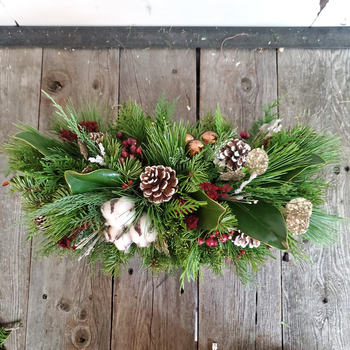 Fresh Arrangement in 10" Wooden Box - Fernwood & Co