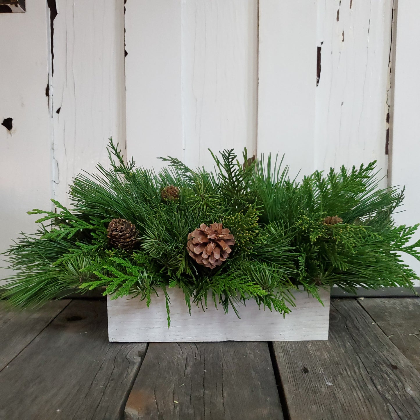 Fresh Arrangement in 10" Wooden Box - Fernwood & Co