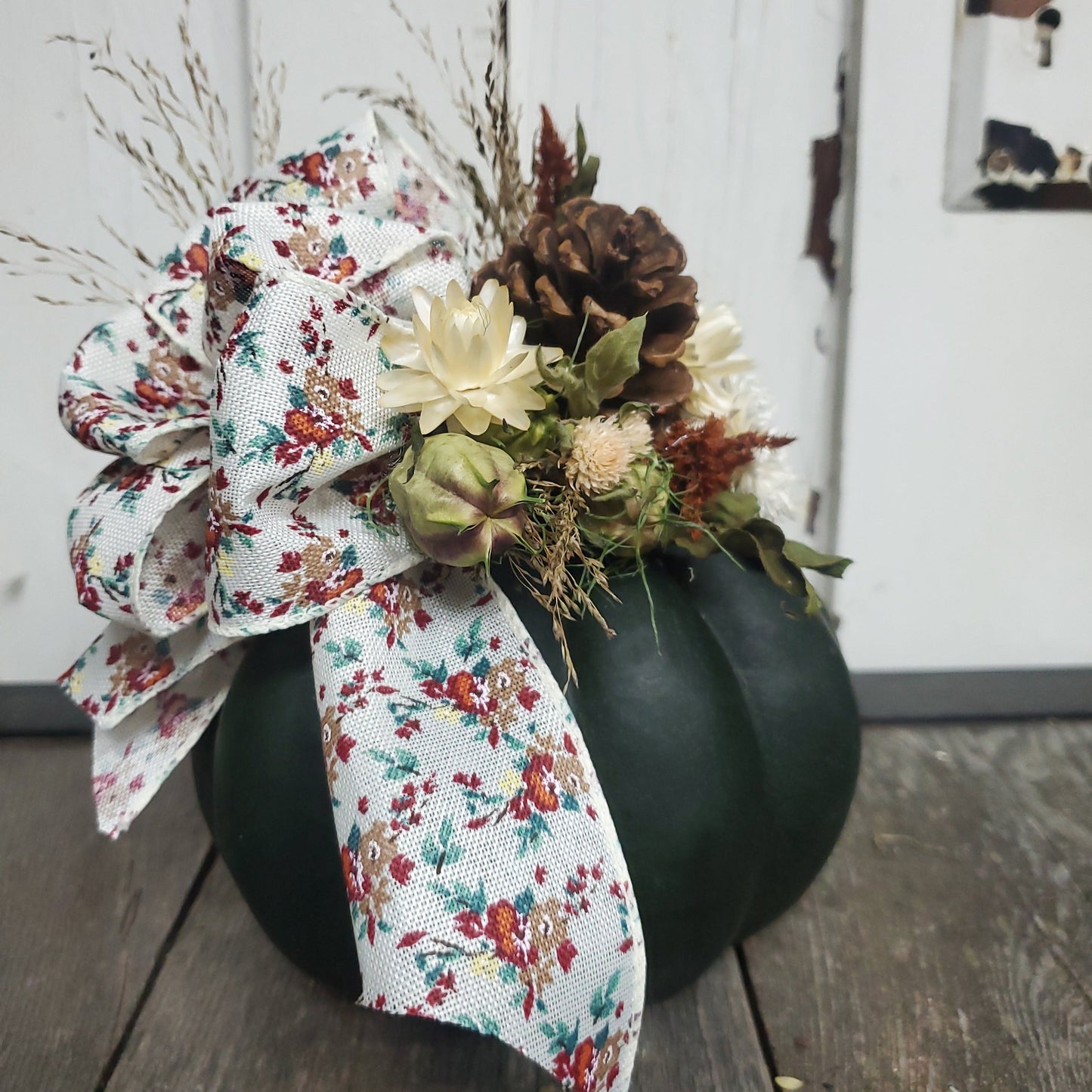 Small Black Dried Flower Pumpkin Arrangement - Fernwood & Co