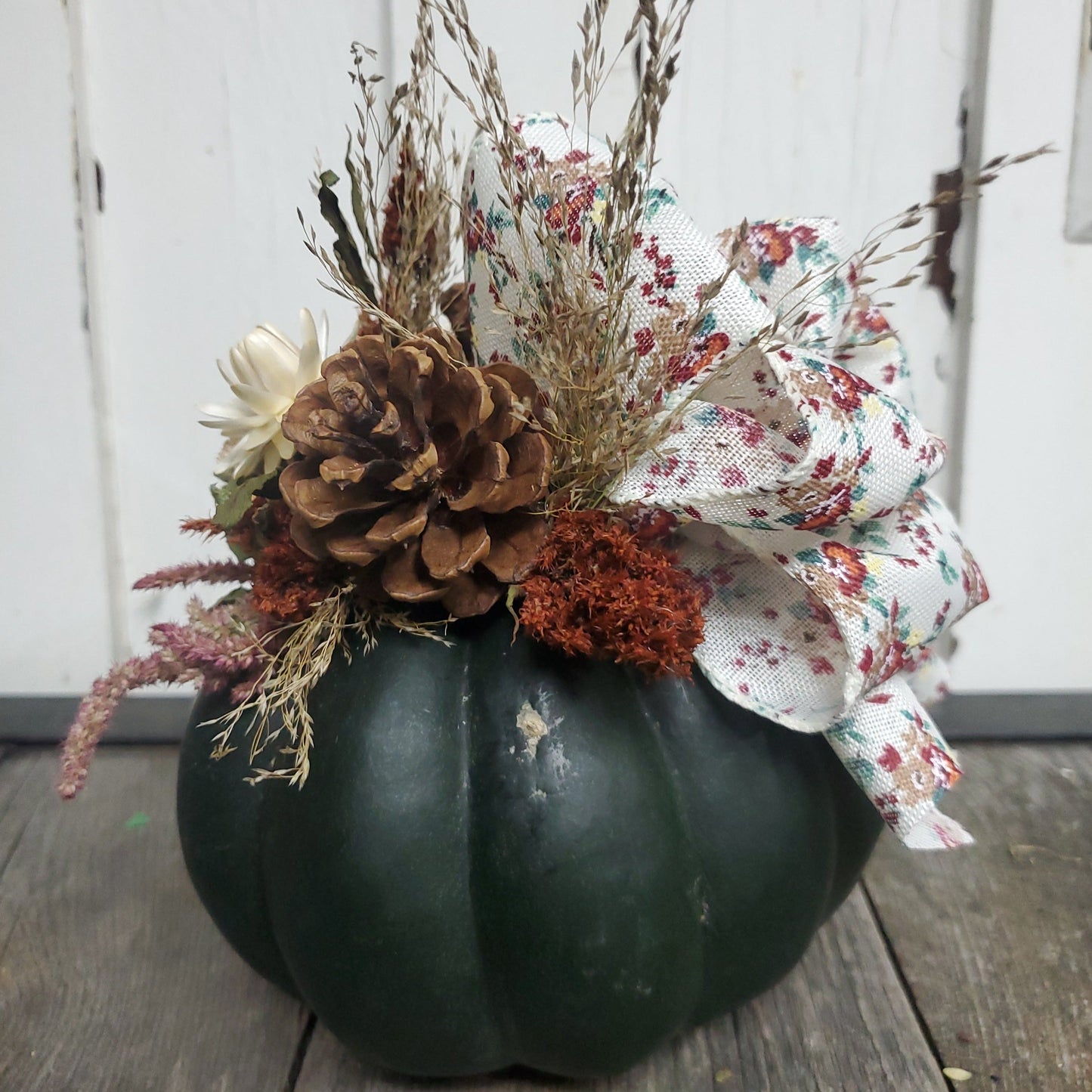 Small Black Dried Flower Pumpkin Arrangement - Fernwood & Co