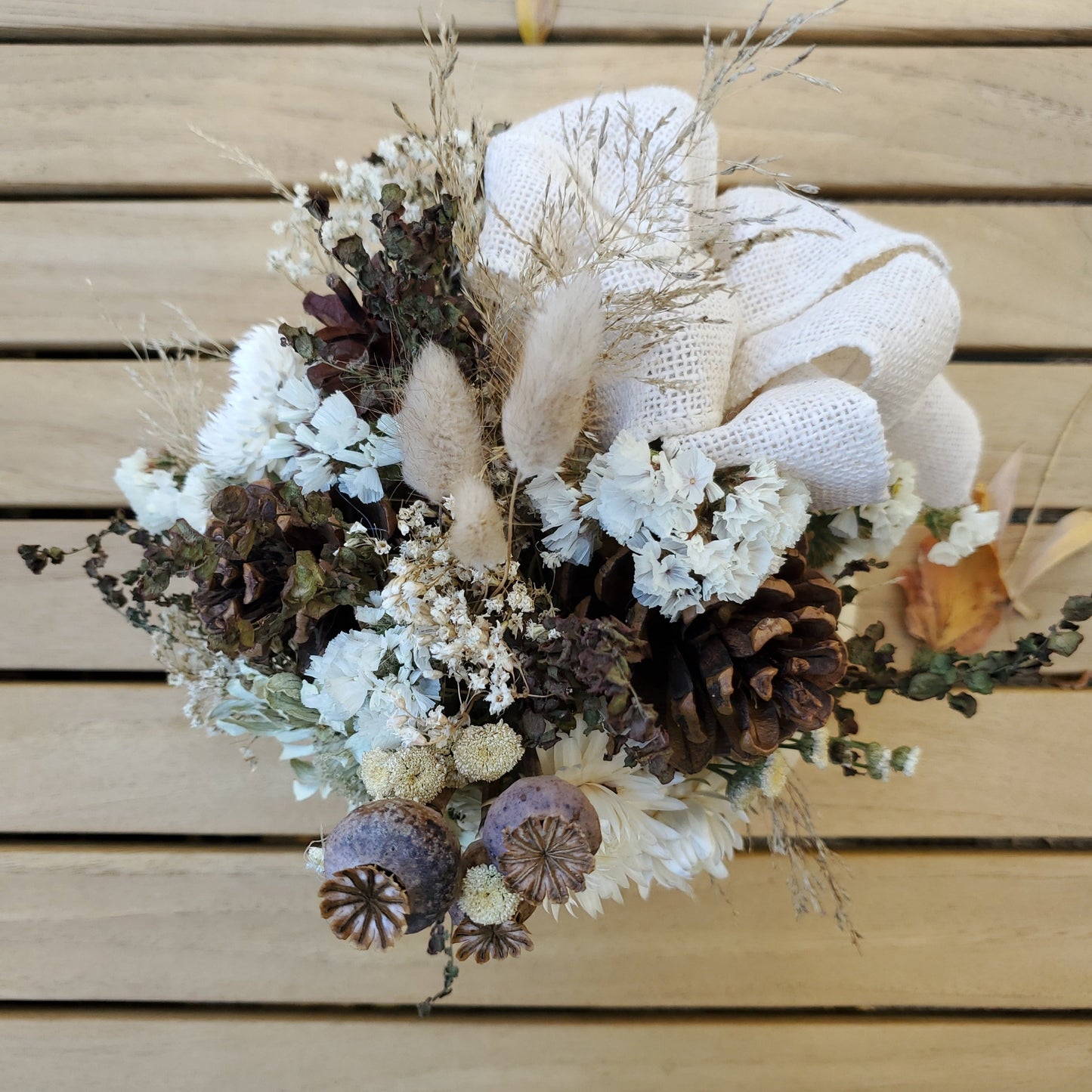 Small White Dried Flower Pumpkin Arrangement - Fernwood & Co