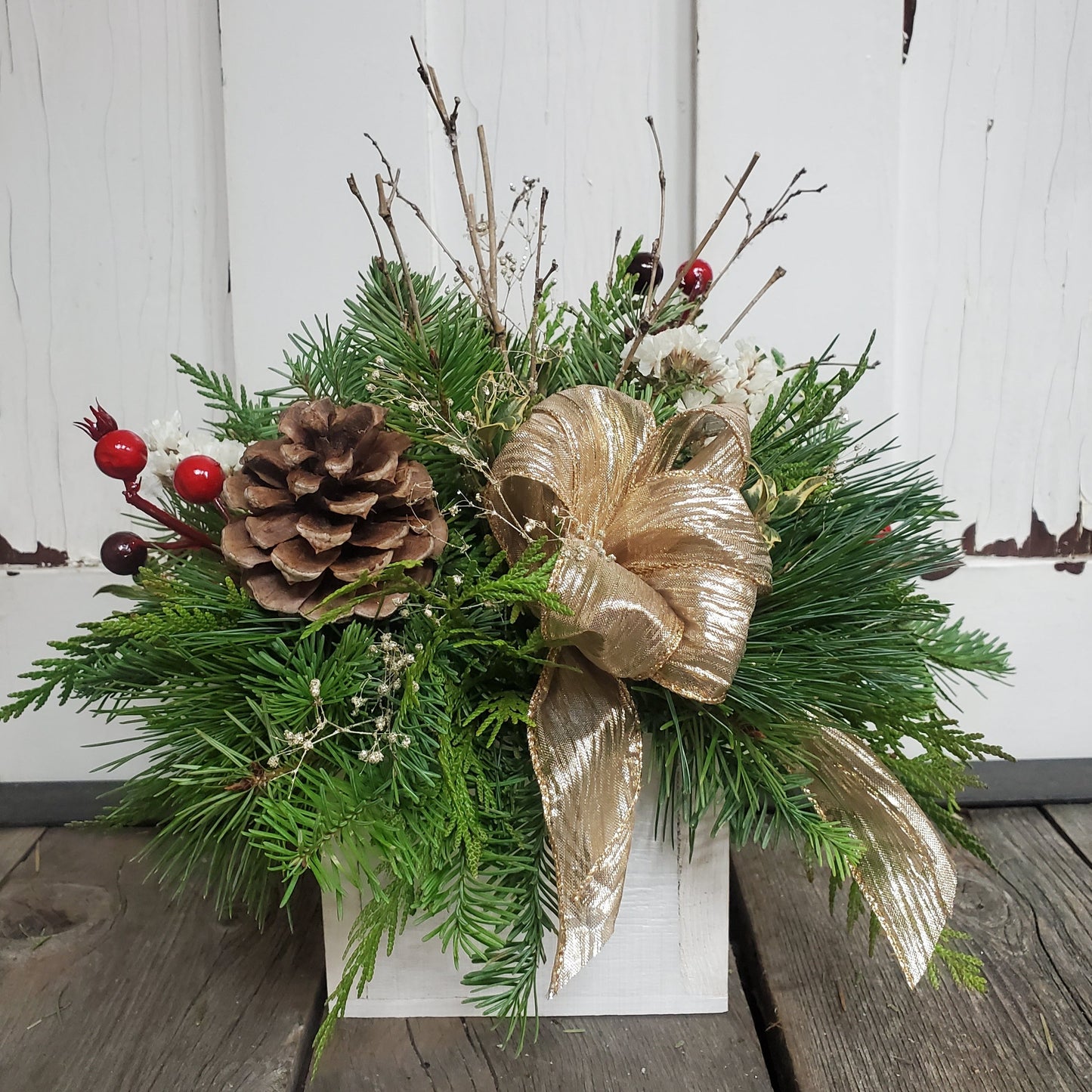 Square Wooden Box Centerpiece - Fernwood & Co