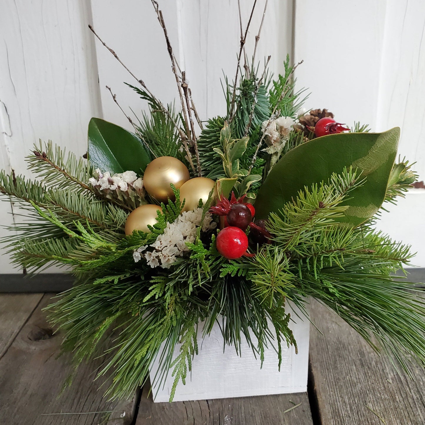 Square Wooden Box Centerpiece - Fernwood & Co
