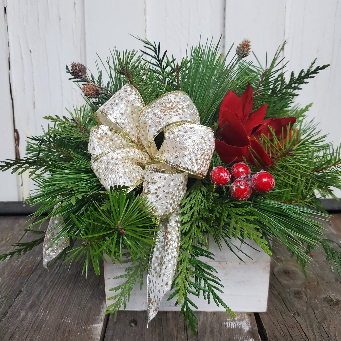 Square Wooden Box Centerpiece - Fernwood & Co
