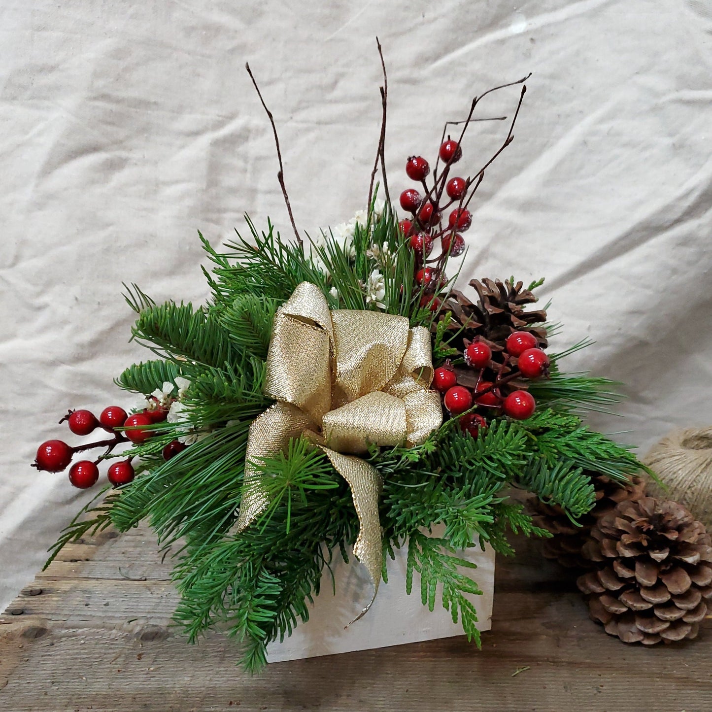 Square Wooden Box Centerpiece - Fernwood & Co