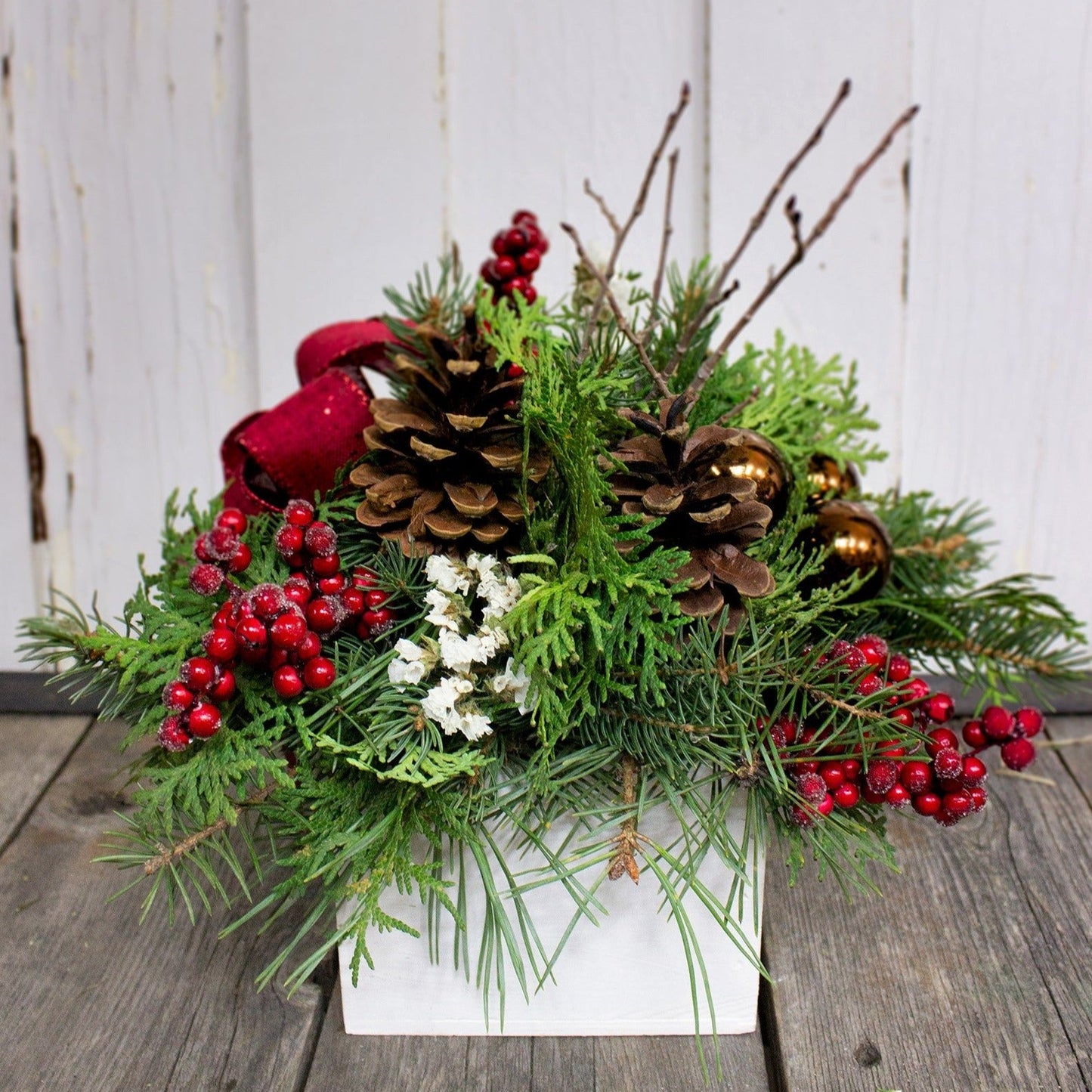 Square Wooden Box Centerpiece - Fernwood & Co