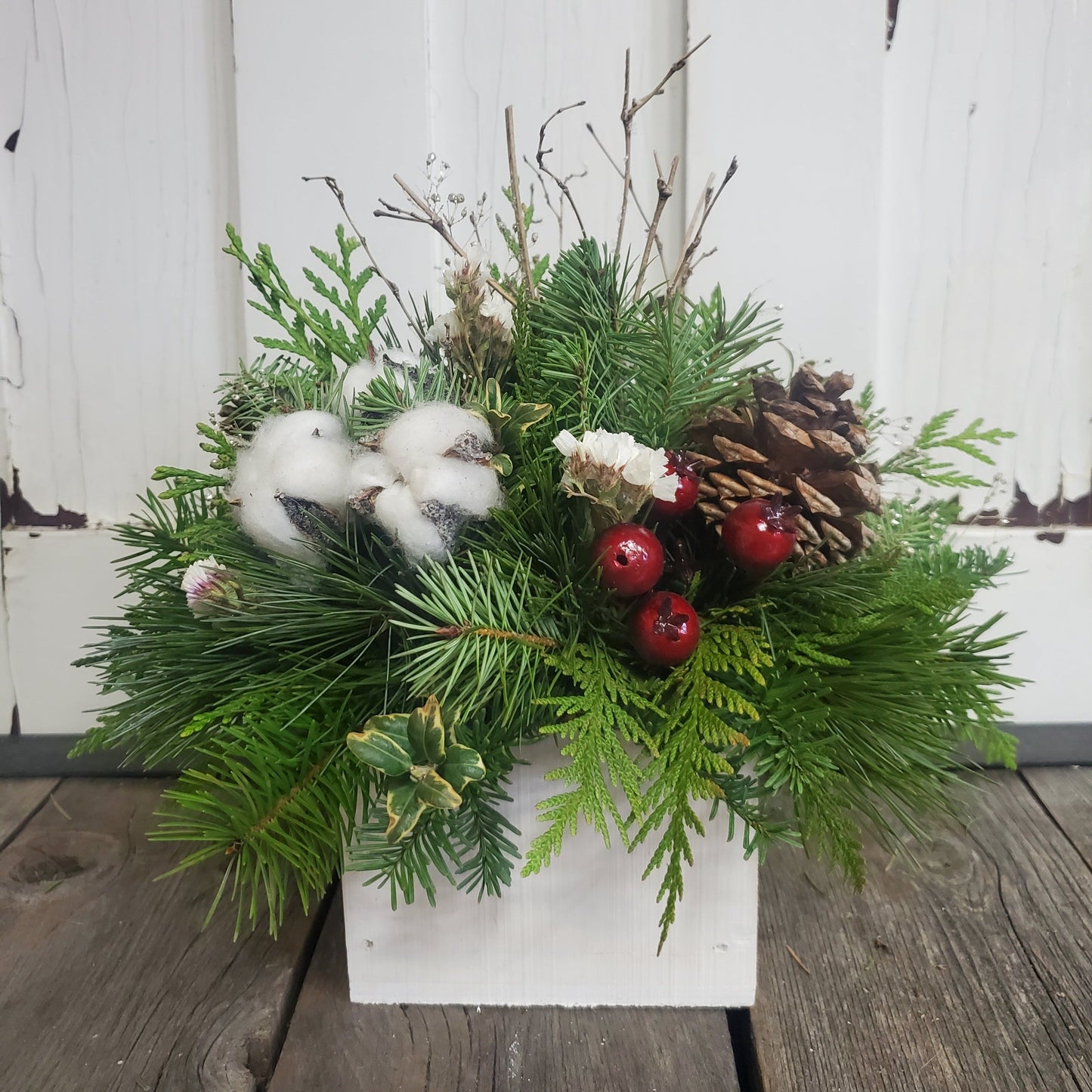 Square Wooden Box Centerpiece - Fernwood & Co