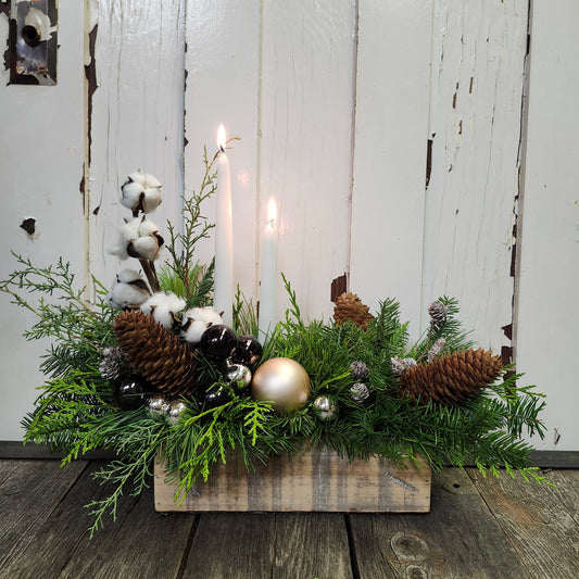 Rectangular Box with Tapered Candles - Fernwood & Co