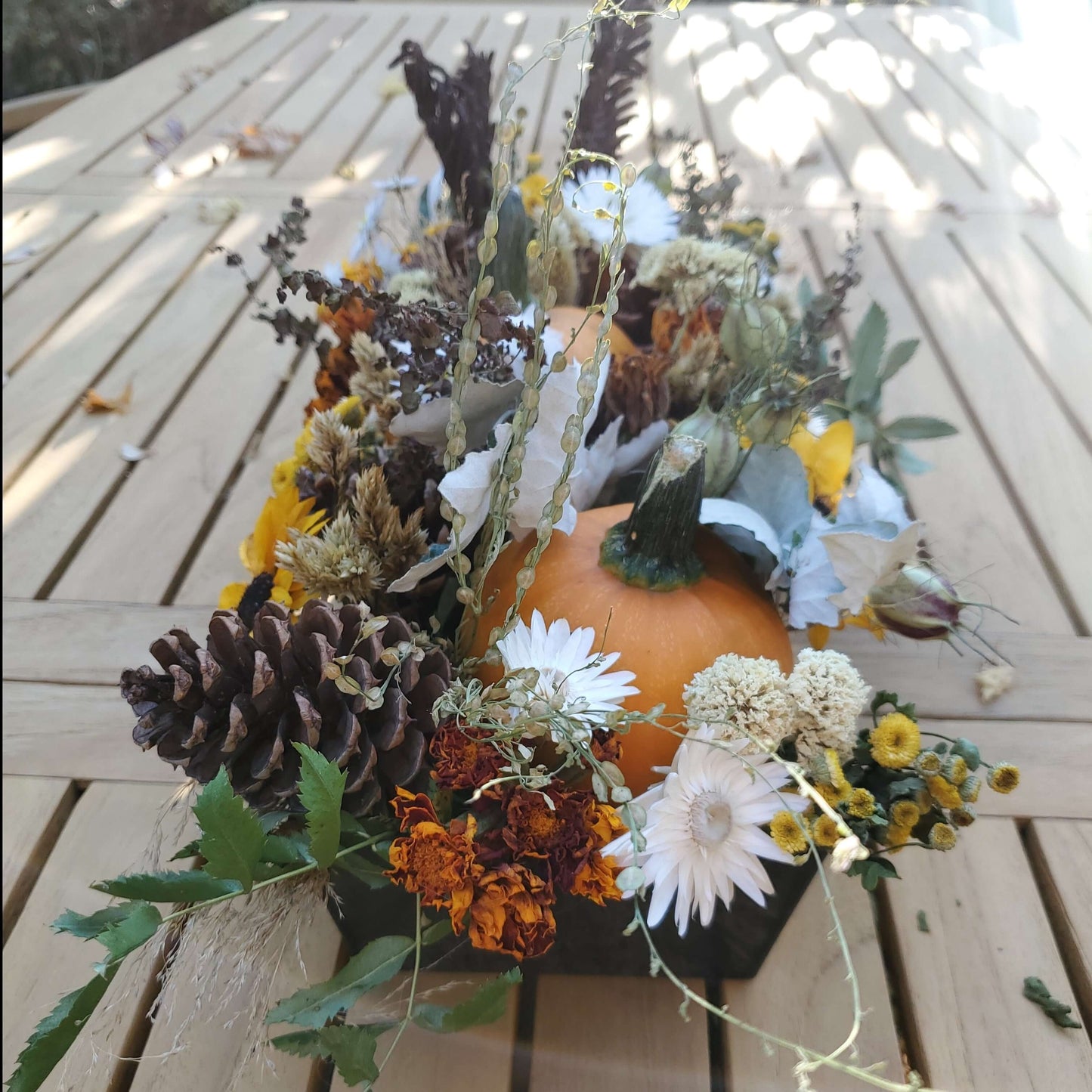 Dried Flower and Pumpkin Centerpiece - Fernwood & Co