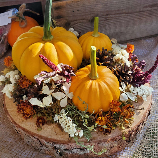 Dried Flower and Pumpkin Large Platter - Fernwood & Co