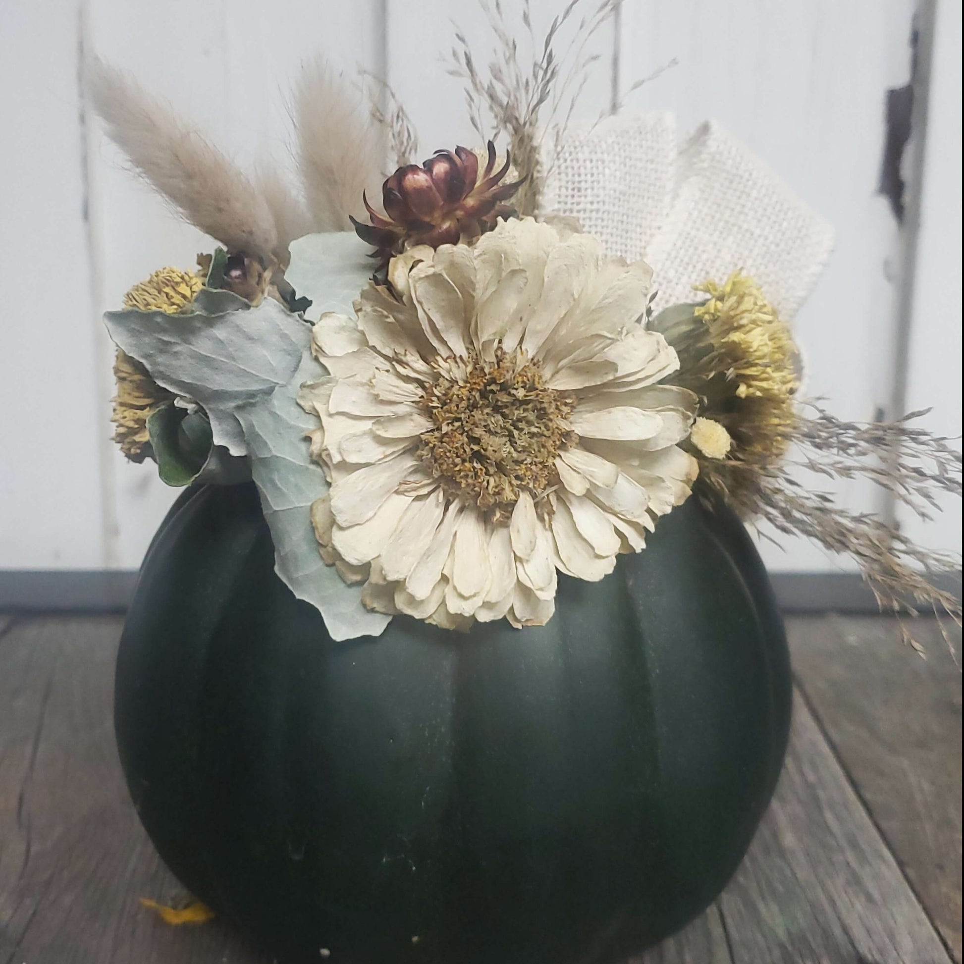Medium Black Dried Flower Pumpkin Arrangement - Fernwood & Co