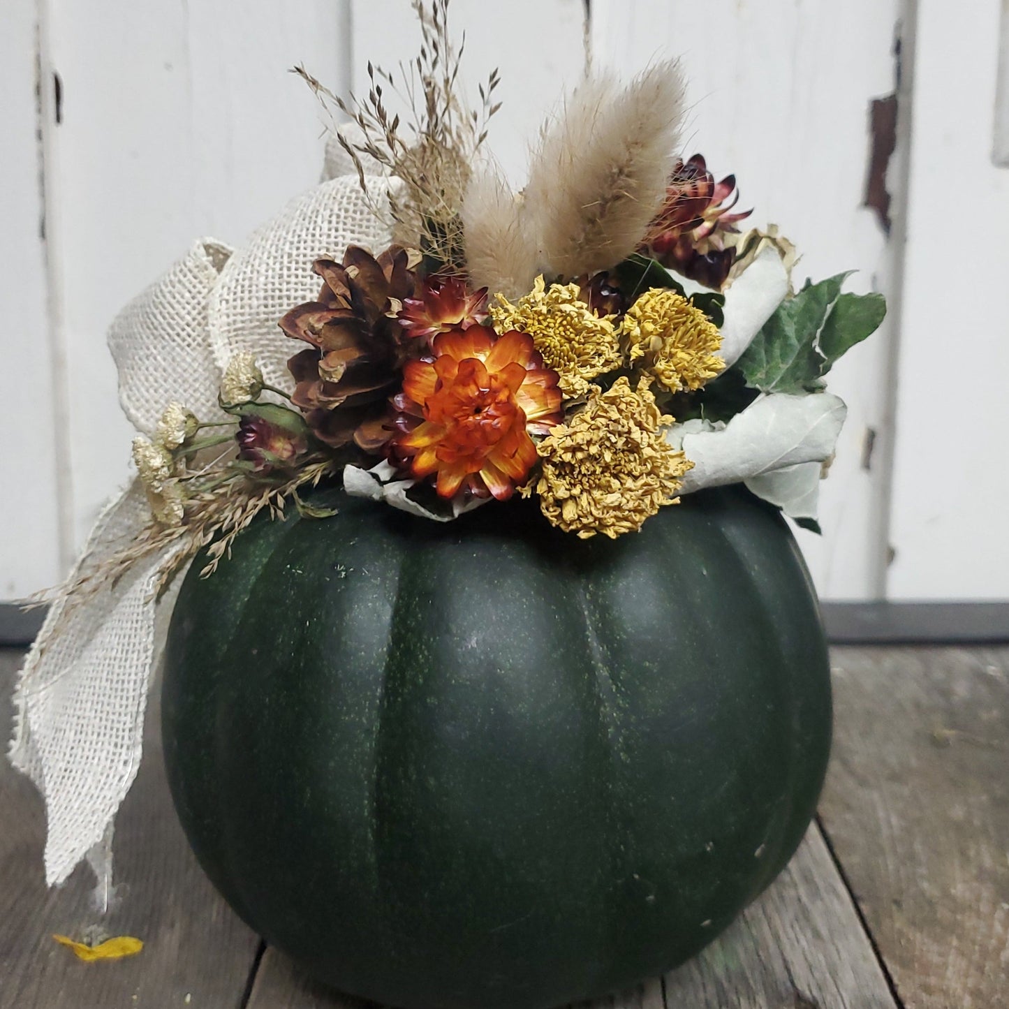 Small Black Dried Flower Pumpkin Arrangement - Fernwood & Co